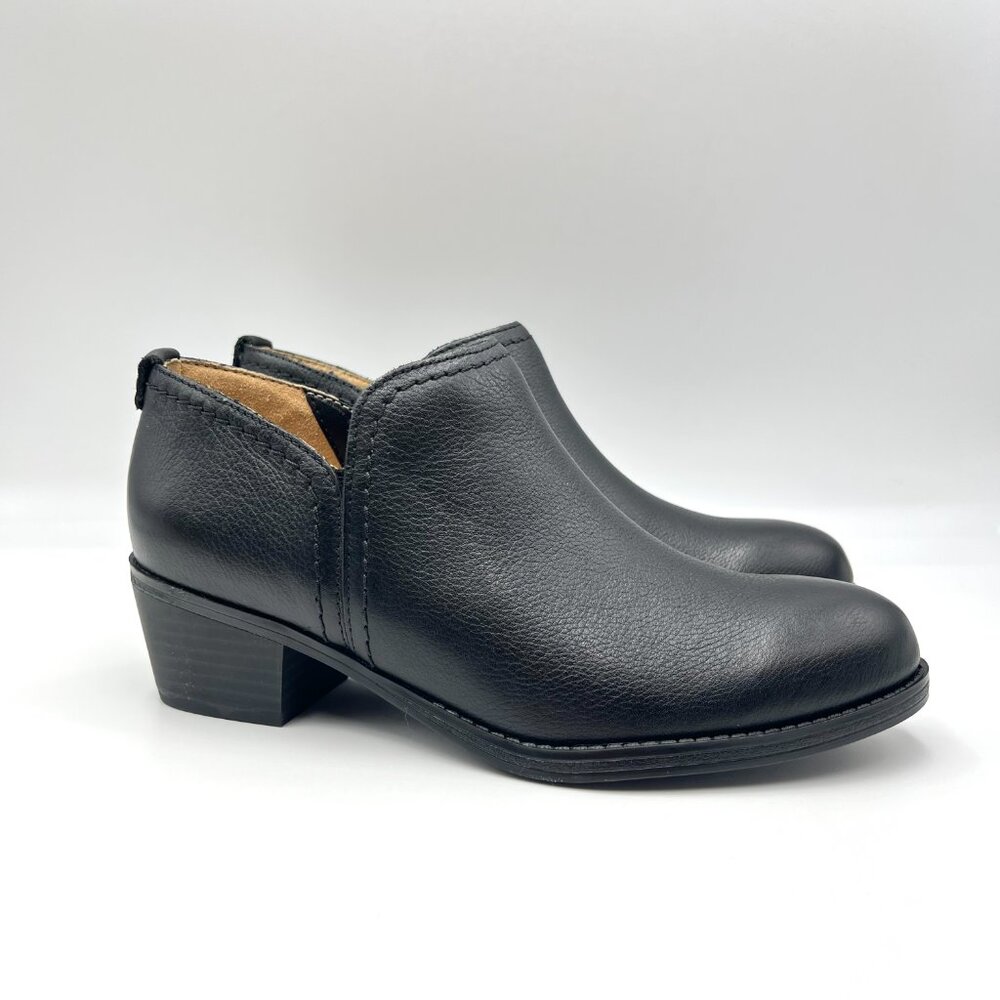 6.5W 6.5 WIDE Naturalizer Zarie Black Leather Ankle Boots Booties Shooties Shoes